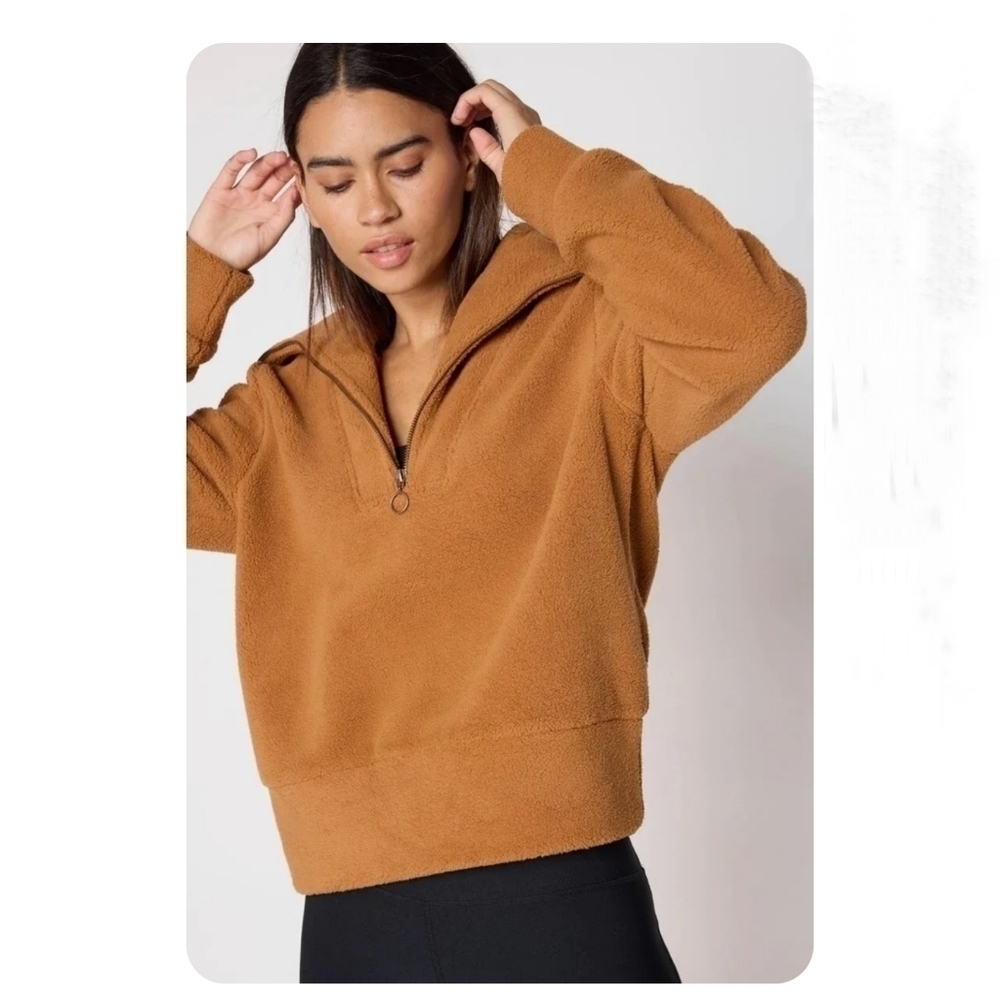 MPG Levitate Half Zip Berber Pullover Size 2X Dark Camel NWOT